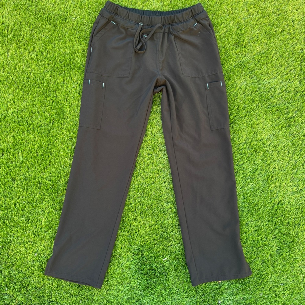Scrubstar Womens M Petite Black Cargo Scrub Pants WM01B072P Drawstring